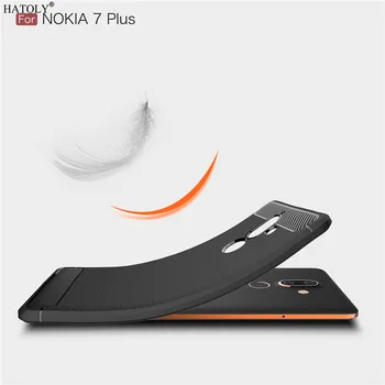 Za Nokia 7 Plus Coque Za Nokia 7 Plus Ogljikovih Vlaken Hrbtni Pokrovček Ohišje Za Nokia 7 Plus Mehke Gume TPU Funda Odbijača Primeru HATOLY