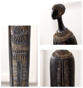 Eksotične Povzetek Retro Afriški Značaj Figurice Domači Dnevni Sobi Oprema Obrti Dekoracijo Smolo Ornament Poročno Darilo