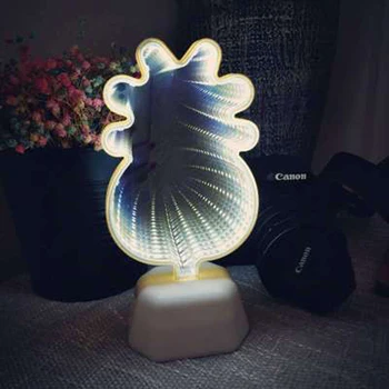 Xsky Noč Svetlobe Predor Svetilke Infinity Ogledalo Luči LED Nočna Lučka Luštna 3D Srce Ustvarjalne Novost Kaktus Samorog Za Domov Led