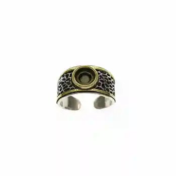 6 MM vintage stilu, medenina združila chrysoprase kamen okrogle plošče antiqued trdna 925 sterling srebro nastavljiv prstan nastavitve 1213047