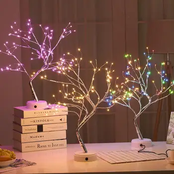 LED Nočna Lučka Mini Božično Drevo Bakrene Žice Garland Svetilka Za Domačo Spalnica Dekor Pravljice Luči Luminary Počitnice razsvetljavo