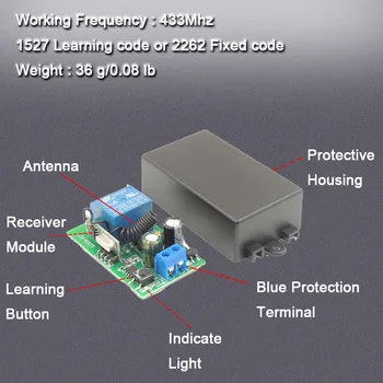 433Mhz Univerzalni Brezžični Daljinski upravljalnik Stikalo AC 85V ~ 250V 1CH Relejni Sprejemnik Modul RF Oddajnik Svetlobe Sijalka SmartHome