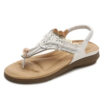 Nowe letnie czechy sandały buty kobieta moda nosorogovo plaża miękkie sandały na płaskim obcasie elastyczna opaska