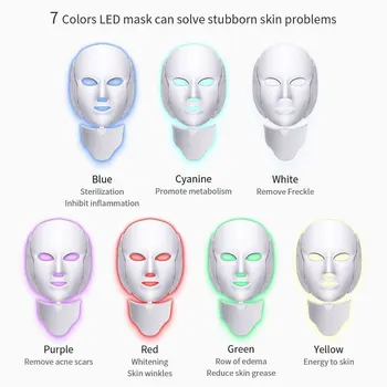 7 Barv Led nega Obraza Maska Led korejski Foton Terapija Obraza Masko Pralni Terapija s Svetlobo Akne Masko Vratu Lepoto Led Masko Padec ladijskega prometa