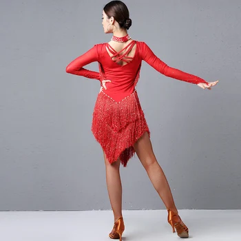 2020 Ženske Ples Obrabe Dvorana Obleko Samba Kostum Stranka Obleke Čiste Očesa Stretchy Robu latinsko Obleko (z Ogrlico)