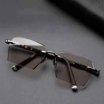 Stekla za Očala Moških Rimless Poligon Pravokotnik sončna Očala za Človeka Kristalno Lečo Anti Scratch Oči Zaščito Težka Očala