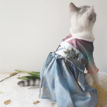 Lepo sladko starodavni Kitajski slog pet hanfu mačka pes oblačila, obleko hišne potrebščine, oblačila mačka izdelek mucek oblačila