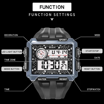 SYNOKE Moški Športni Watch 5BAR Nepremočljiva Velikem Zaslonu Digitalne Ure Moške Vojaške Budilka Elektronski Moda Reloj Hombre Nova