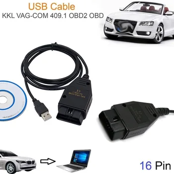 OBD2 Kabel kkl vag com 409.1, K-line Auto Diagnostika Optičnega Skeniranja Orodje KKL VAG-COM 409.1 Za Sedež V W Vmesnik USB Kabel