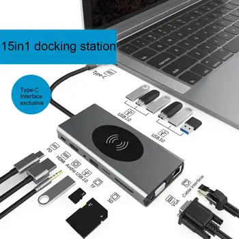14 v 1 USB HUB Mulitfunction USB Tip C Napajalnik Razširitvene Postaje z 2 HDMI 5 USB Vrata, USB-C Dock Združljiv za MacBook