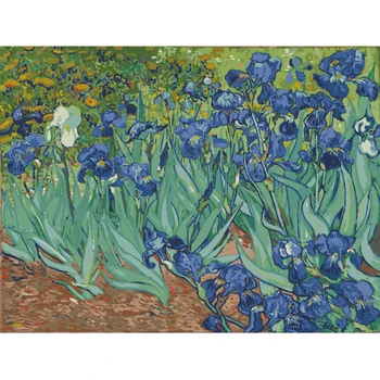 Barvanje S Številko DIY Dropshipping velika velikost Van Goghs iris roža dela Cvet, Platno Soba Dekoracijo slikah Otrok Darilo
