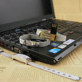Diamond USB Flash Drive Pendrives 4GB 8GB 16GB 32GB 64GB U Disk Kovinska Zapestnica Pen Drive Memory Stick Cle USB 2.0 za Darilo USB