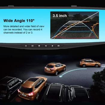 1080P 3,5-palčni Vožnja Avtomobila Video Snemalnik Rearview Mirror Dvr Avto Night Vision Pogled od Zadaj Dash Cam Fotoaparati