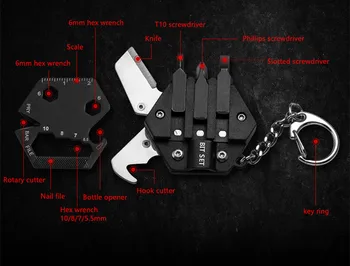 EOS Mini Prenosni Nož Prostem Multi-funkcijo Vijak Orodje za ključe Obesek Folding Nož