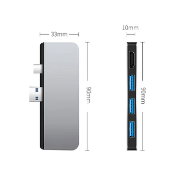 Prenosnik Dodatki za Razširitveno Postajo Pretvornik HDMI 4K USB3.0*3/HDMI*1/TF*2 za Surface Pro 4/5/6
