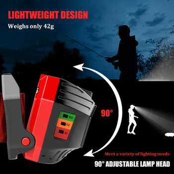 USB Polnilne LED Senzor Žaromet, Mini Prenosni Nepremočljiva Žarometi z Baterijo Zaslonu za Nočni Ribolov, Nočni Tek