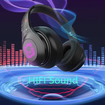 Moda Jezen Medved LED Brezžične Slušalke Bluetooth Slušalke 5.0 Zložljive Globok Bas Aux Nad uho Gaming Slušalke Za Mobilne PC