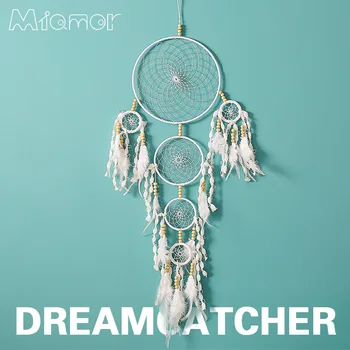 MIAMOR Skandinavski Slog Big Policikličnih Dreamcatcher Ročno Bela Dream Catcher Doma Spalnica & Poročni Dekoracijo Ornament Amor059