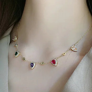 Zlxgirl nakit razkošje čisto vodo spustite obliko cirkon ogrlica nakit za ženske poročne opremo pisane dubaj zlata ogrlica