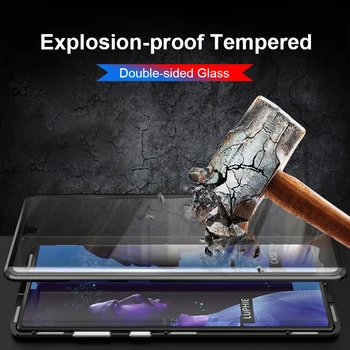 Dvojno Stranicami, Kaljeno Steklo Ohišje Za Samsung M31 Luksuzni Kovinski Magnetni Mobilne Cover 360-Stopinjski Zaščitna torbica