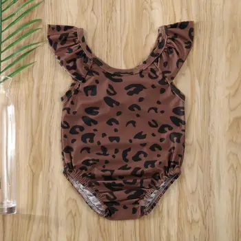 Baby Toddler Kopalke Otroci Dekle 2020 Leopard Tiskanja Ruffle Kopalke za Dojenčka Dekleta Enem Kosu Poletni Plaži, Plavanje kopalke