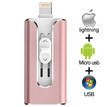Usb Flash Disk pendrive Za iPhone 6/6s/6Plus/7/7Plus/8/X Usb/Otg/Strele 32 g 64gb Pen Drive Za iOS Zunanje Naprave za Shranjevanje,