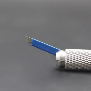 100 kos Microblading modra 16U obliko Lamina nano Tatoo iglo Stalno Ličila Priročnik Obrvi 3D Vezenje Rezilo Tattoo Pero Pištolo