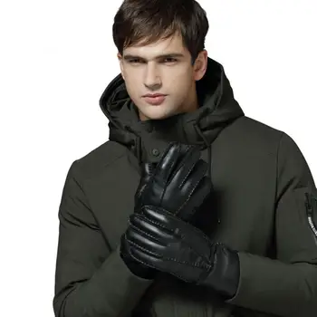 Zimski človek rokavice pravega usnja toplo shearling rokavice
