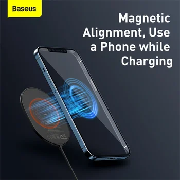 Baseus Magnetni Brezžični Polnilnik Za iPhone 12 Pro Max Prenosna Luč za Polnilnik Za iPhone 12 Mini Ultra Tanek Polnilnik Hitro
