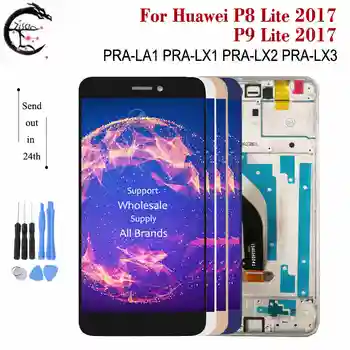 LCD Z Okvirjem Za Huawei P8 Lite 2017 PRA-LX1 PRA-LX2 PRA-LX3 PRA-LA1 Celoten Zaslon na Dotik Računalnike Skupščine P9 Lite Zaslon 2017