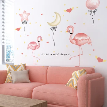 [shijuekongjian] Flamingo Živali Stenske Nalepke DIY Zvezde Baloni Stenske Nalepke za Otroke Sobe, Otroška Soba Hiša Dekoracijo