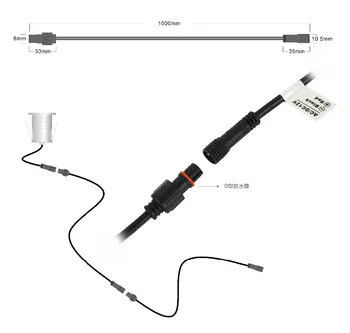 2PIN 1meter IP67 Nepremočljiva Podaljšek/Priključite Žice/Napajalni Kabel za Eno Barvo LED Luči