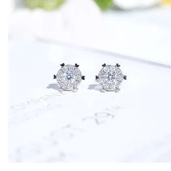 Slog 925 srebro mini diamond srebrni nakit uhani korejski val majhne sveže luštna romantična obliki srca ženske blagovne znamke nakit