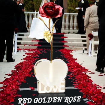 2020 Dropshipping 24K Zlata Folija Prekrita Rose je v Ljubezen Stojalo Umetno Večni Cvet Poroko Dekor Rojstni dan, Darilo za Mamo Žena
