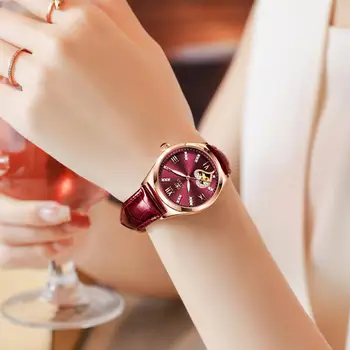Ženske avtomatsko mehansko ročno uro moda, priložnostne slog, svetlobna watch votlih design ženska ura