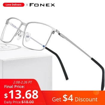 FONEX Zlitine Optičnih Očal Okvir Moških Recept Kvadratnih Kratkovidnost Očala 2020 Nov Moški Kovinski Polno Brezvijačno Očala 999