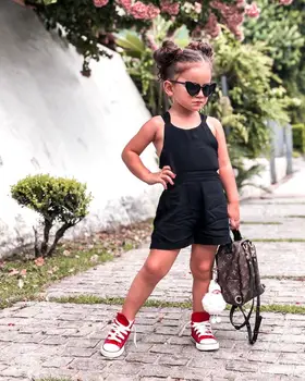 Malčka Otroci Baby Dekleta Trdne Telovnik Igralne Obleke Kratke Hlače Jumpsuit Obleko Oblačila
