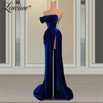 Elegantno Eno Ramo Stranka Obleke, Kraljevsko Modra Meri Visoko Split Strani Slaven Obleke 2021 Večerno Obleko Dolgo Prom Obleke