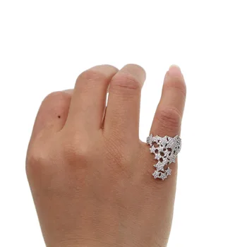 CZ zvezdna kopica malo prst obroči elegantno osupljive ženske stranka darilo nakita srebrne barve bling luksuzni star nakit