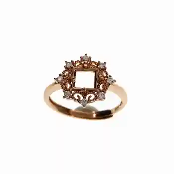 3-6 mm kvadratni čipke rose zlato, srebro Draguljev CZ kamen vile ploščo trdna 925 sterling srebro nastavljiv prstan nastavitve 1294129