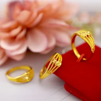 Korejski Moda Zlati Prstan za Ženske, Poroke, Posla Nakit Ajustable Metulj Oblikovan 14k Rumeno Zlato Nakit Izjavo Obroč