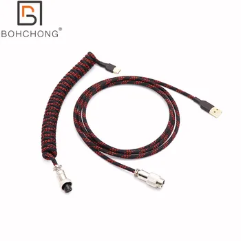 Po meri Naredite Eno Sleeved PET Kolobarjih Pomlad Tip C Mini Micro USB Kabel za Mehansko Kabel Tipkovnice Z GX12 GX16 Letalec