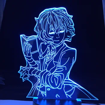 BUNGO POTEPUŠKE PSE DAZAI KNJIGA 3D Led Anime Lučka Nočne Iluzijo Barva Spreminja, namizne Svetilke Za Spalnica Dekoracijo