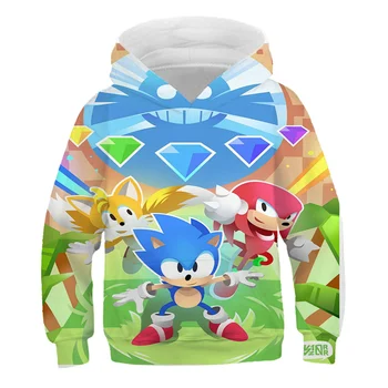 3D tiskanje Hoodie Majica Sonic Hedgehog otroke, risanka oblačila fantje in dekleta modni Pulover poliester Hoodie