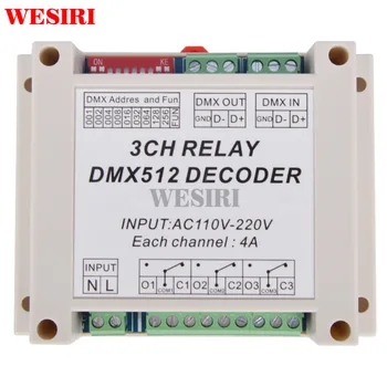 3CH 3 Kanal DMX512 Rele Dekoder Krmilnik AC110-220V Vhod 3 Skupine Relay Stikalo