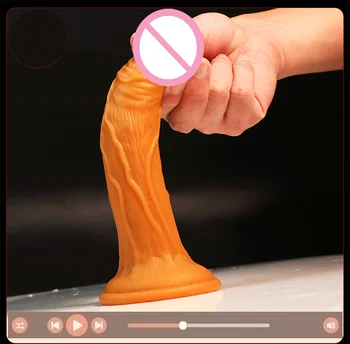 Seks odraslih izdelki Zlato Mehko Dildo za ženske Analni Seks Igrače za odrasle Silikonski Penis consolador Dick Masturbator Vagina Plug