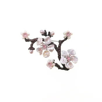 Vanssey Letnik Veje Cvetnih Listov Sakura Naravnih Baročni Biser Medenina Krog Broška Pin Pribor za Ženske do leta 2020 Nova