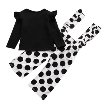 Novo Pomlad Moda Malčke Baby Girl Obleke 0-4T Dolgimi Rokavi Top In Polka Dot Suspender Hlače Otroci, dvodelno Obleko Set