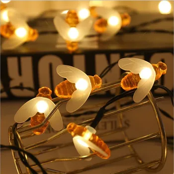 LED Čebele Sončne Pravljice, Božični Luči Niz Nepremočljiva Prostem Vrt Festoon Garland svate Počitnice Razsvetljava Dekoracija