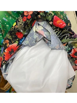 Big-ime poletje žensk bombaž cvjetnim natisniti moda svoboden top majica + nabrano krilo obleko 2020New visoko pasu obleko, dvodelno, XL